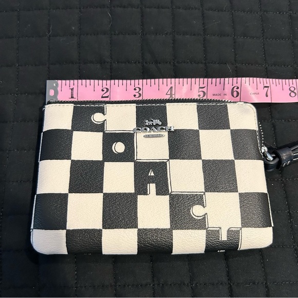Coach Black and White Checkered Wristlet - Picture 1 of 6